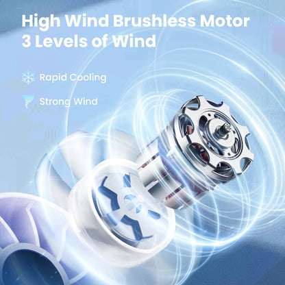 GAIATOP Portable Mini Fan with LED Display & Flashlight – 3 Speeds, USB Rechargeable, Handheld & Desktop Cooling