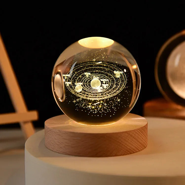 🌌 3DギャラクシークリスタルボールLEDナイトライトUSB充電式|暖かい光|ホームデコレーション＆ギフト
