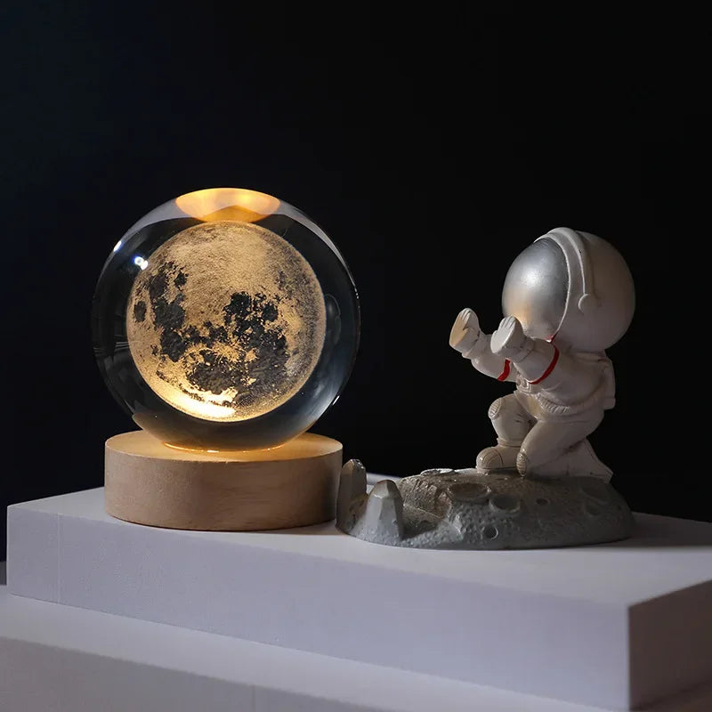 🌌 3DギャラクシークリスタルボールLEDナイトライトUSB充電式|暖かい光|ホームデコレーション＆ギフト