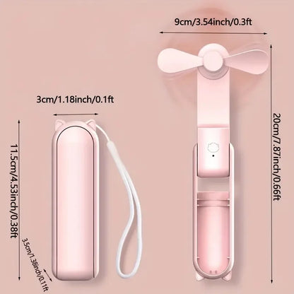 lunvail™ポータブルミニUSB充電式ハンドヘルドファン -  3速、折りたたみ式、旅行準備