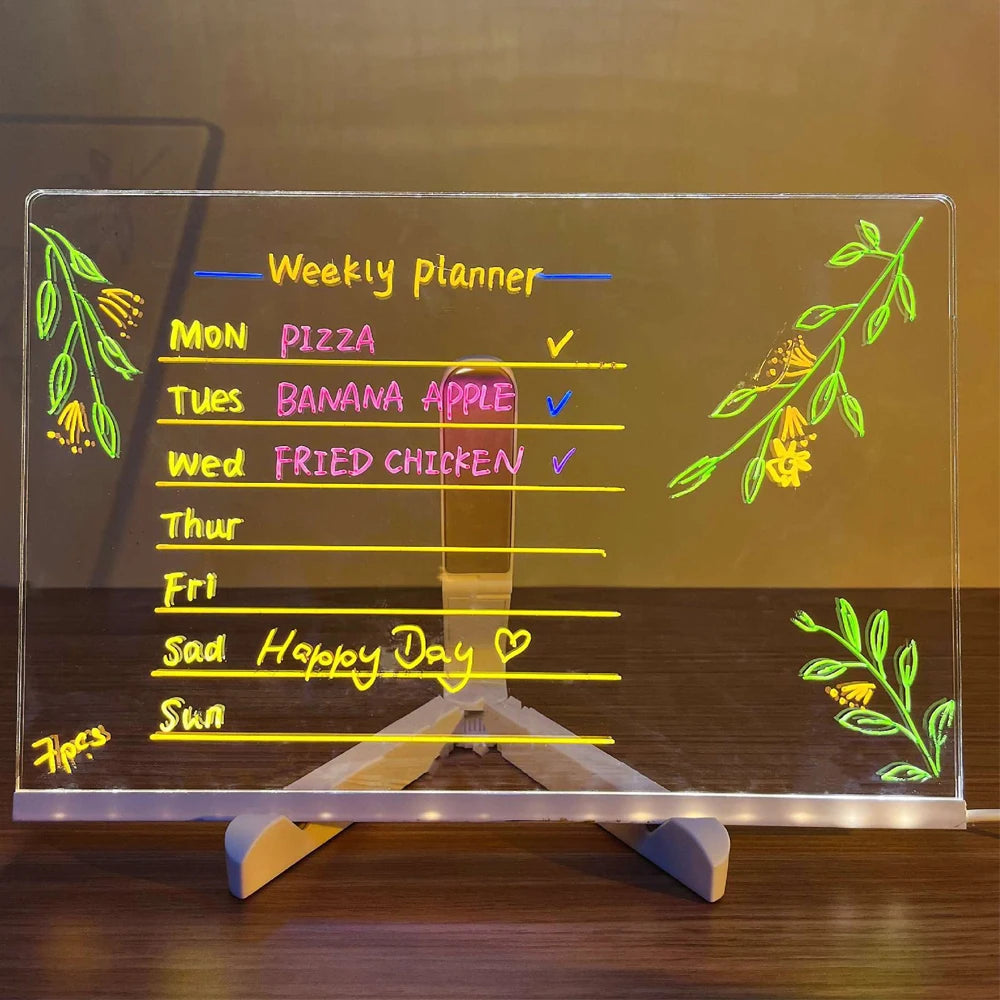 🖍️ Tee-se-itse LED-akryylinen viestitaulun yövalo – hauska, luova ja muokattavissa!