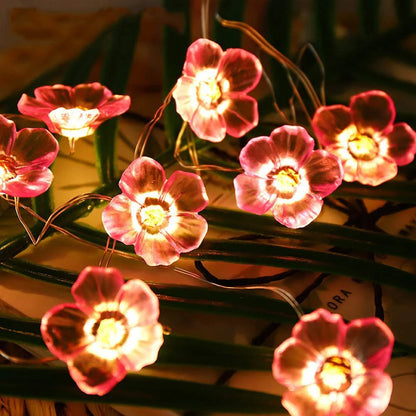 <tc>Lunvail</tc>™ Soilse Sí Bláth Silíní Bándearg LED 3M/2M – Solas Teaghráin USB &amp; Ceallraí (20/30 LED)