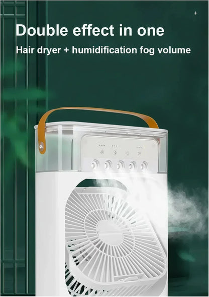 3-in-1 přenosný vzduchový chladič ventilátoru-LED noční světlo, zvlhčovač a USB poháněný mini AC
