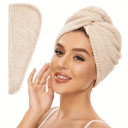 Lunvail™ソリッドカラーヘアタオルラップ - 高速乾燥と縮れ制御用の超吸収性テクスチャーキャップ