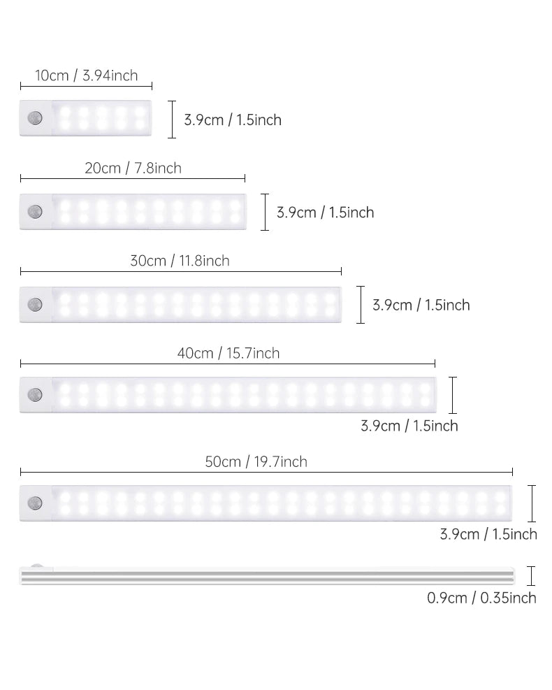 <tc>Lunvail</tc>™ 3-in-1 bewegingssensor LED-lamp – USB oplaadbare kast-, wand- en wandlamp (10–50 cm)