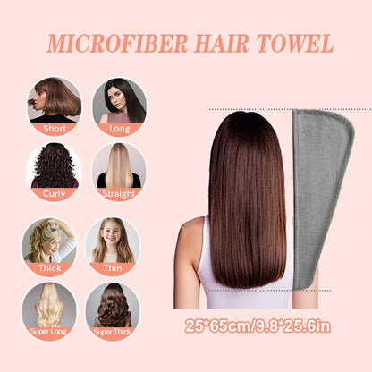 Lunvail™ソリッドカラーヘアタオルラップ - 高速乾燥と縮れ制御用の超吸収性テクスチャーキャップ