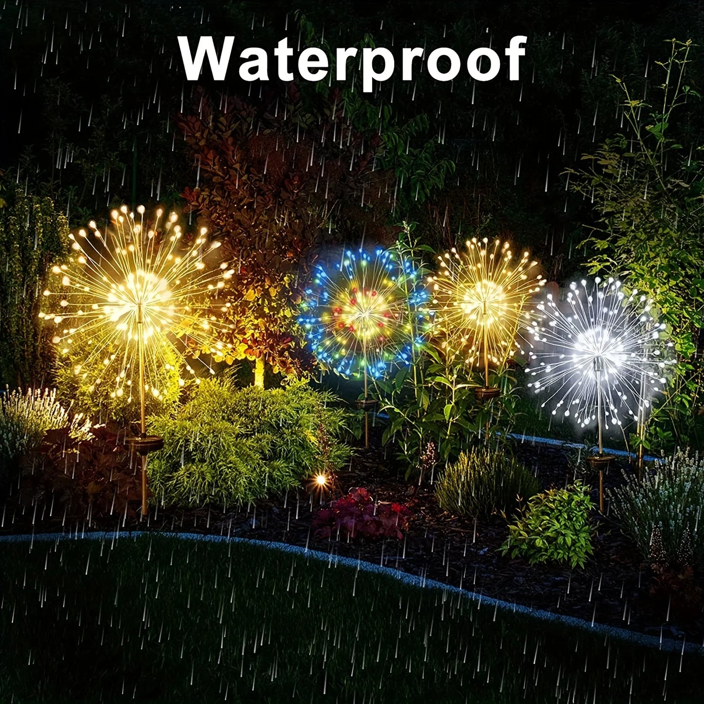 <tc>Lunvail</tc>™ Solárne ohňostroje – Vonkajšie vodeodolné záhradné kvetinové lampy s krytím IP65 (8 režimov svietenia, 90 – 200 LED diód)