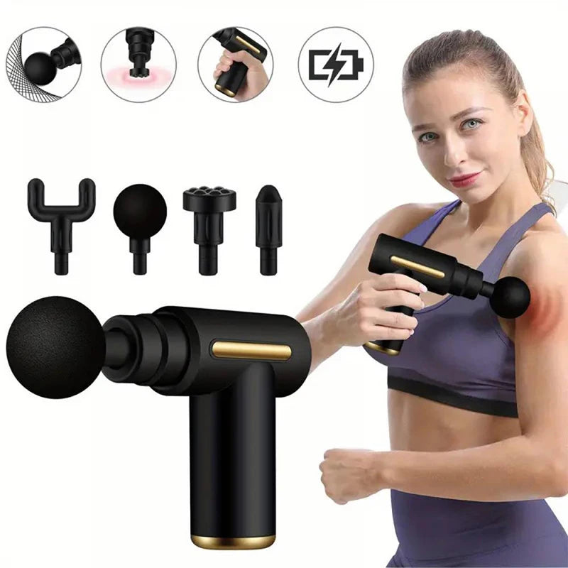 Propulse ™ Mini 4-Kopf-Massagewaffe-Leichte Tiefgewebe-Faszienpistole für Muskelwiederherstellung und Schmerzlinderung (3200 U / min, Ultra-Anstand)