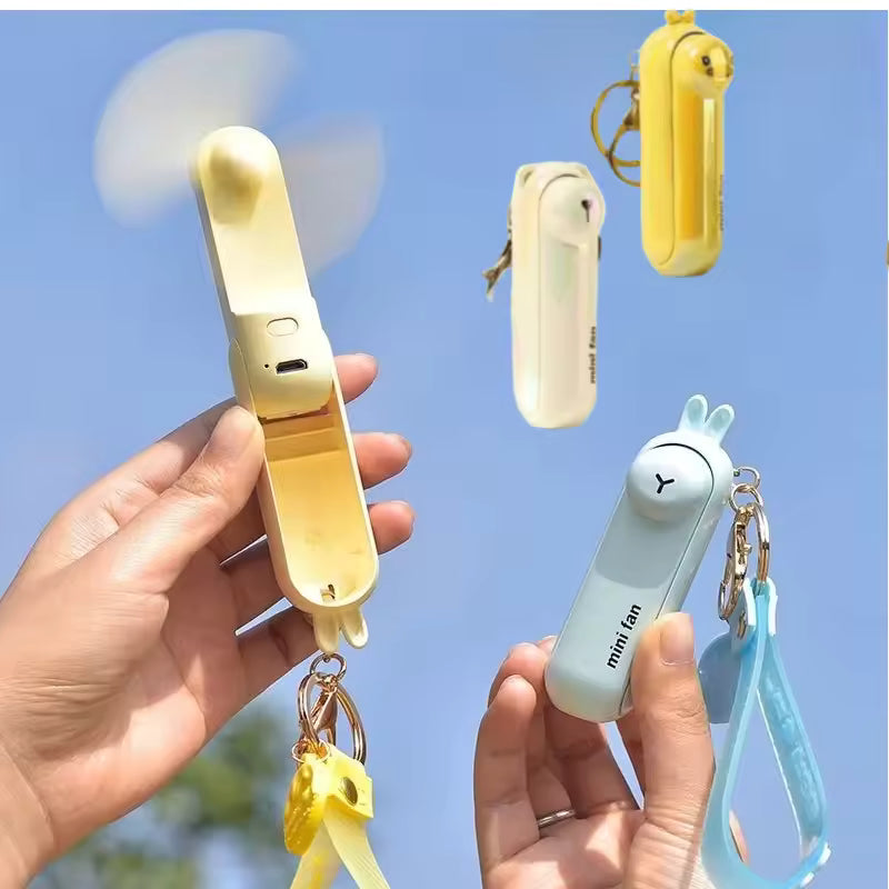 lunvail™かわいいミニポータブルファン - 折りたたみ可能、USBリカルゲイ可能、3速