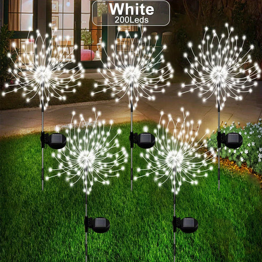 LUNVAIL ™ Solar Fireworks Light - 200 LED Outdoor Copper Wire Holiday Lamp för trädgård, vägg, uteplats och evenemang