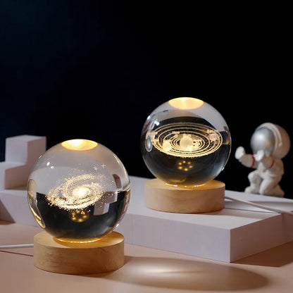 🌌 3DギャラクシークリスタルボールLEDナイトライトUSB充電式|暖かい光|ホームデコレーション＆ギフト