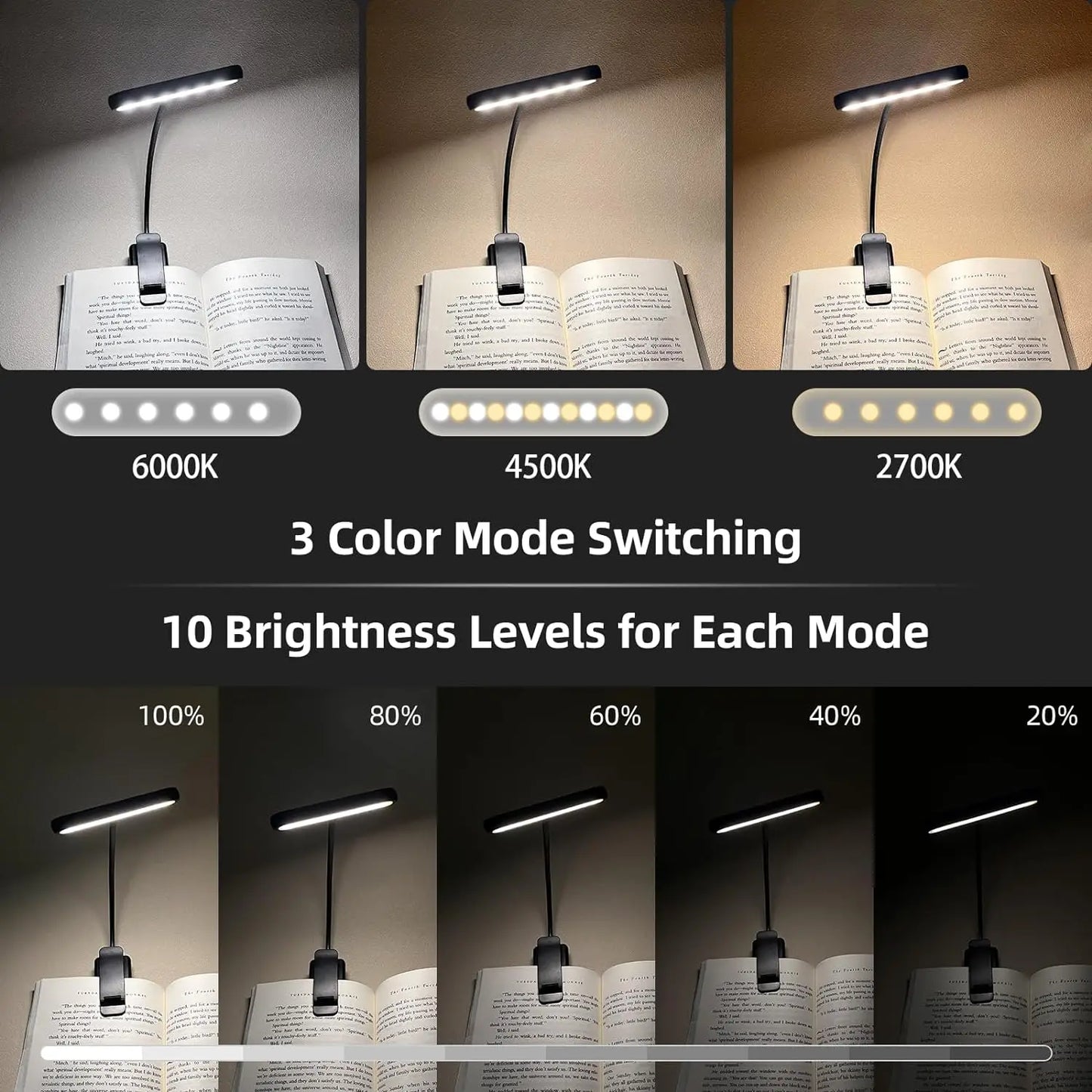 📖 14 LEDs Rechargeable Book Light – Dimmable, Flexible & Portable Reading Lamp