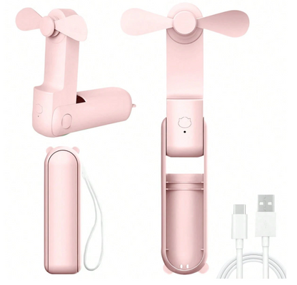 lunvail™ポータブルミニUSB充電式ハンドヘルドファン -  3速、折りたたみ式、旅行準備