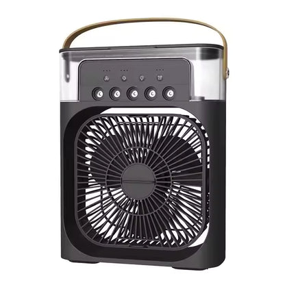 Portable fan with a handle on a white background