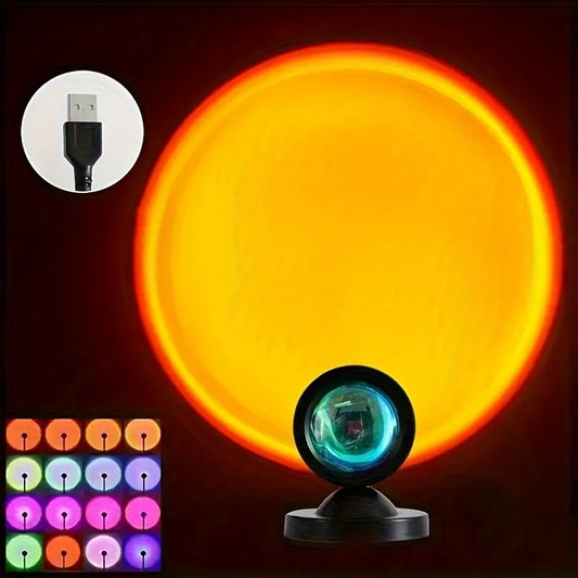 Projekčná lampa Sunset - 16 farieb LED nočné svetlo so vzdialeným, RGB náladové svetlo pre výzdobu, fotografiu a darčeky