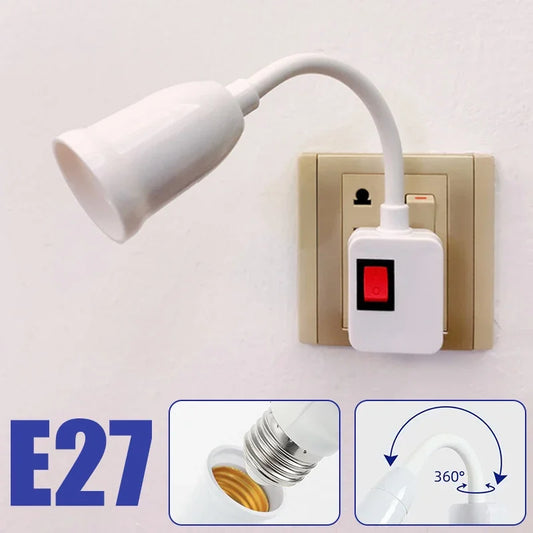 E27 Soicéad Solais LED Plug-In le Lasc-Sealbhóir Lampa Rothlach 360 ° le haghaidh Úsáid Balla & Asraon | Breiseán EU/US