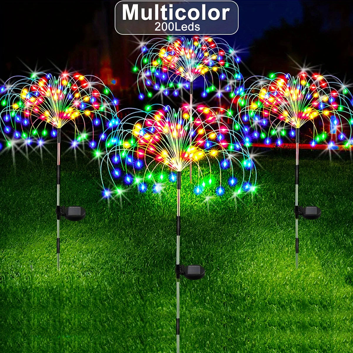 <tc>Lunvail</tc>™ Feu d'artifice solaire – Lampe d'extérieur à 200 LED en fil de cuivre pour jardin, mur, terrasse et événements