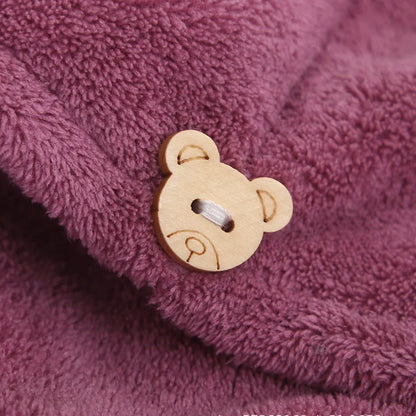 Lunvail™刺繍コーラルフリースヘアドライキャップ - 女性用の超吸収性クイックドライタオル