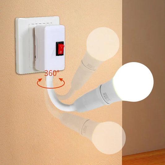 E27 Soicéad Solais LED Plug-In le Lasc-Sealbhóir Lampa Rothlach 360 ° le haghaidh Úsáid Balla & Asraon | Breiseán EU/US