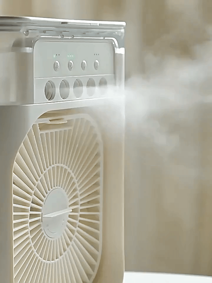 3-in-1 přenosný vzduchový chladič ventilátoru-LED noční světlo, zvlhčovač a USB poháněný mini AC