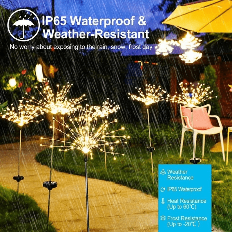 <tc>Lunvail</tc>™ Feu d'artifice solaire – Lampe d'extérieur à 200 LED en fil de cuivre pour jardin, mur, terrasse et événements