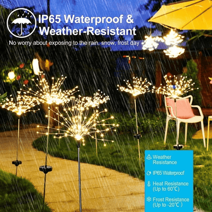<tc>Lunvail</tc>™ Feu d'artifice solaire – Lampe d'extérieur à 200 LED en fil de cuivre pour jardin, mur, terrasse et événements