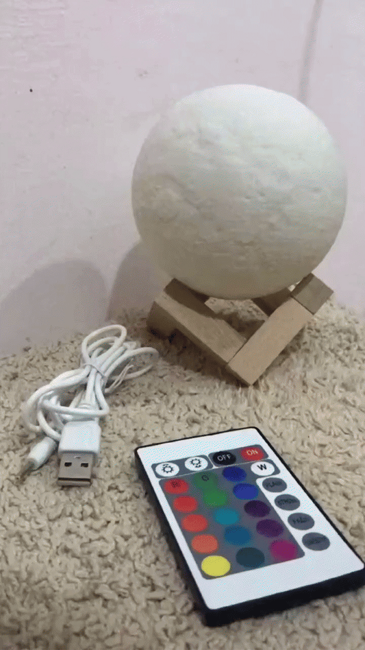 ミニムーンナイトライト -  3DプリントLEDランプ（タッチ＆充電式） - 寝室、ギフト、キッズルームの16色の輝き