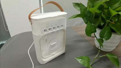 3-in-1 přenosný vzduchový chladič ventilátoru-LED noční světlo, zvlhčovač a USB poháněný mini AC