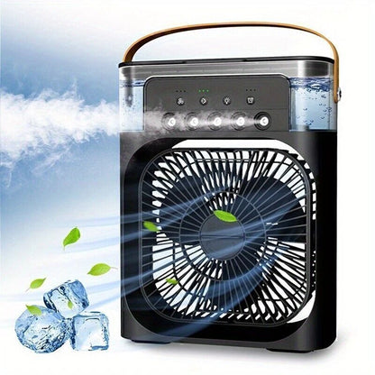 3-in-1 přenosný vzduchový chladič ventilátoru-LED noční světlo, zvlhčovač a USB poháněný mini AC